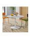 Round Table Dining Room Wooden with Metal Frame White 100x100cm