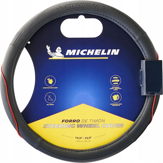 Michelin Κάλυμμα Τιμονιού Μαύρο Κόκκινη Ραφή 36,8 39,4cm Wml-1003-nr