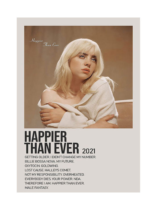 Music Poster Billie Eilish Happier Than Ever Ms443 40cm X 50cm