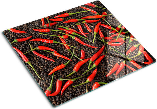 Placă Protectoare din Sticlă pentru Bucătărie Sticlă Temperată Ardei Iuți 60x52 Cm