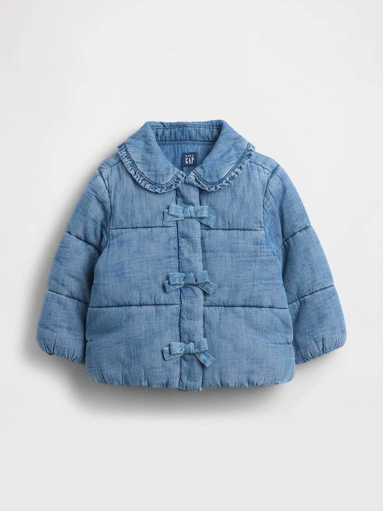 Kids Quilted Short Jacket with Lining Light Wash