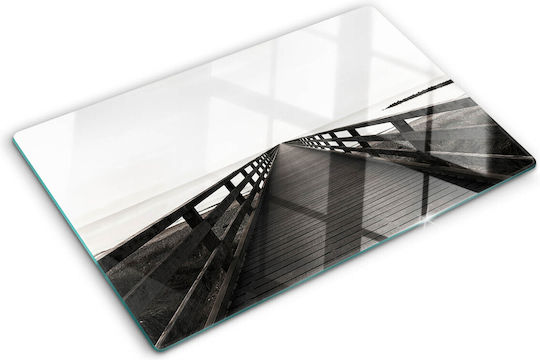 Placă De Bucătărie Multifuncțională Din Sticlă Sticlă Temperată Ponton Din Lemn 80x52 Cm