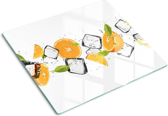 Kitchen Counter Protection Plate Tempered Orange Glass Ice 60x52 Cm