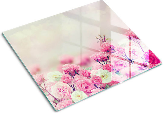 Elegante Glas Schneidebretter Küchenfläche Wildrosen Blumen 60x52 cm