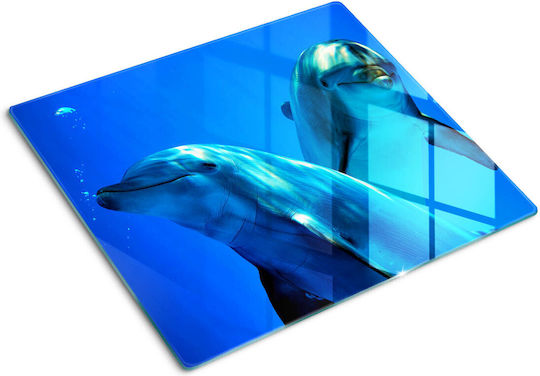 Dekorative Glas Schneidefläche Küche Gehärtetes Glas Zwei Delfine 60x52 cm