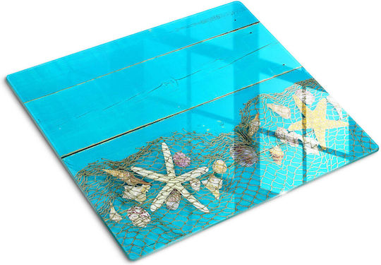 Glass Kitchen Cutting Board Safety Tempered Glass Starfish Shell 60x52 Cm