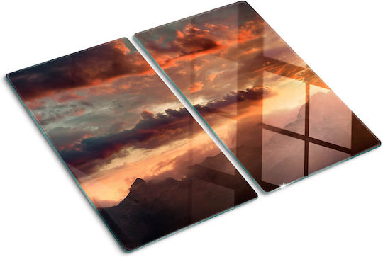Glas Schneideplatte Servierplatte Berg des Westlichen Sonnen 2x30x52 cm