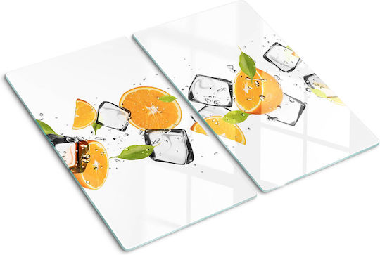 Robustes Dekoratives Glas-Schneidebrett Küchenplatte Orangen Eis 2x30x52 cm