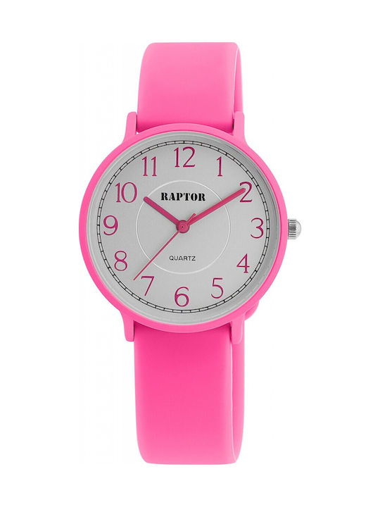 Raptor Γυναικείο Ρολόι 34mm Μπαταρίας με Ροζ Καουτσούκ Λουράκι