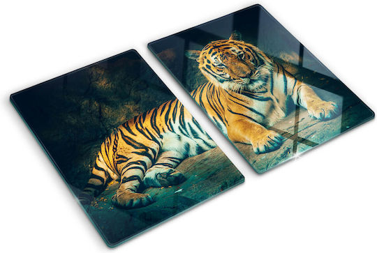 Glas Schneidebrett Küchen Druck Gehärtetes Glas Tigerhöhle 2x40x52 cm