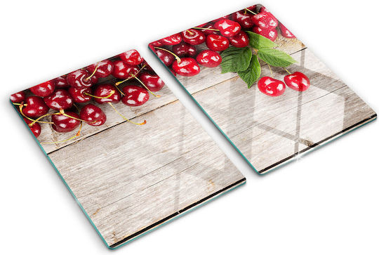 Glas Schneideplatte Servierteller Kirschen Auf Dem Holz 2x40x52 cm