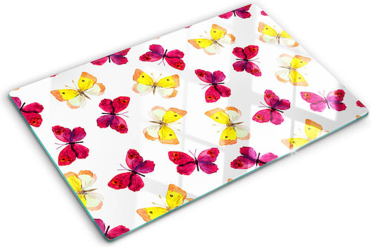 Glass Kitchen Board Counter Protection Flower Butterfly 80x52 Cm