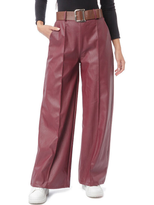 Burgundische Matt Pantaloona Mit Gummiband