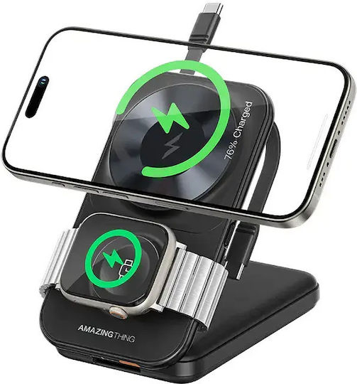 AmazingThing Thunder Pro - 6-в-1 MagSafe Външна Батерия 8000mAh 15W Power Delivery Черна