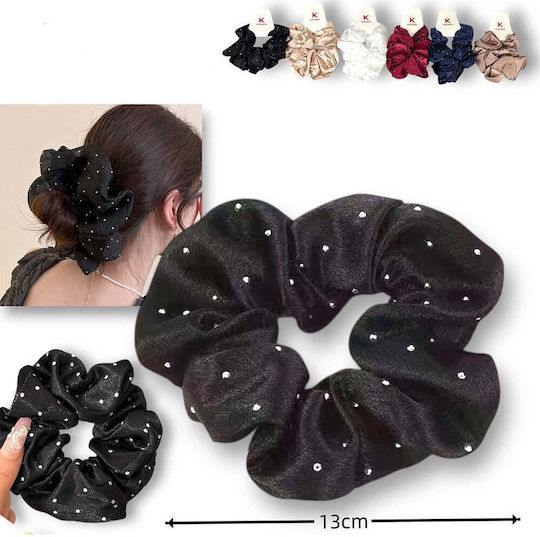 Scrunchie Μαλλιών Σατέν Στρας 13 Εκ – 6 Χρώματα 1 Τμχ