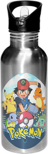 Kinder Trinkflasche Pokemon 600ml Silber