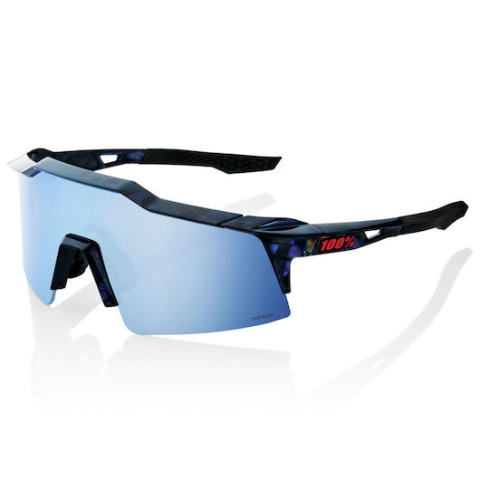 100% Cycling Glasses with Black Frame & Mirror Lenses