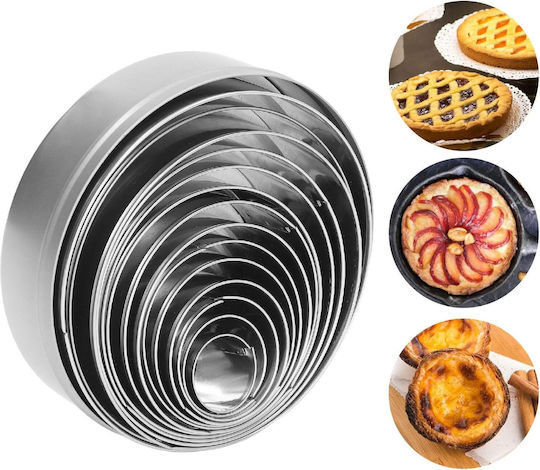 Set 14 Matrițe De Tăiat Aluat Zola Circulare Diverse Mărimi 2.5-11.5 Cm Oțel Inoxidabil Argintiu
