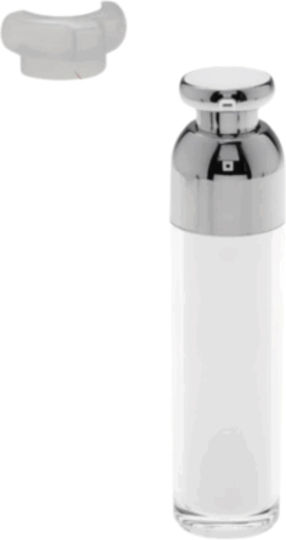 Μπουκαλι Airless 50ml Πολυτελείας Ακρυλική Αντλία & Προστατευτικό Καπάκι Διάφανο Λευκό