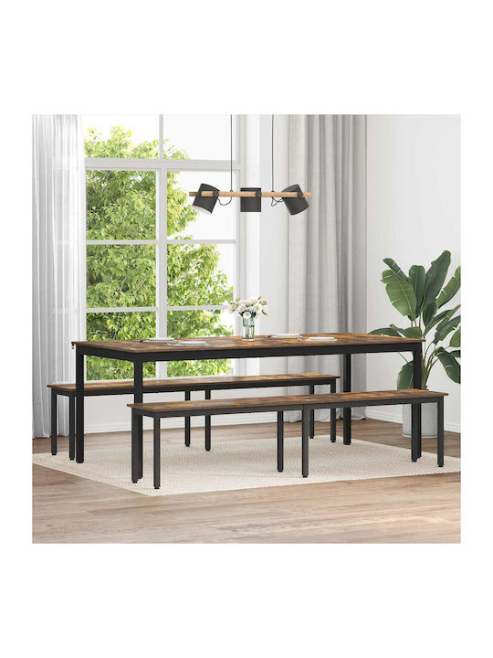 Dining Room Bench with Wooden Surface Gray 200x...