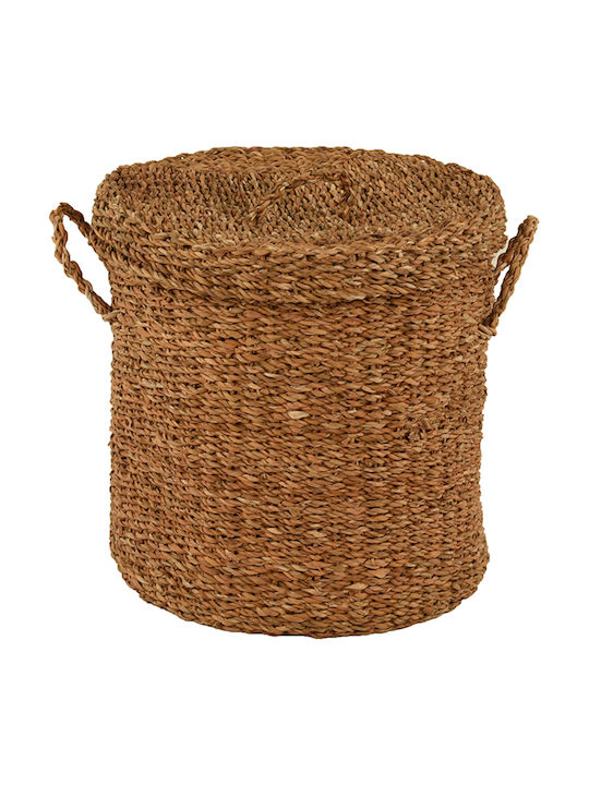 InTheBox Seagrass Διακοσμητικό Καλάθι Ψάθινο με Καπάκι Καφέ 44x44x45εκ.