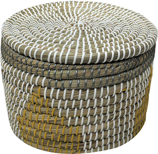 InTheBox Kaia_L Decorative Basket Plastic with Cap Multicolour 35x35x25cm