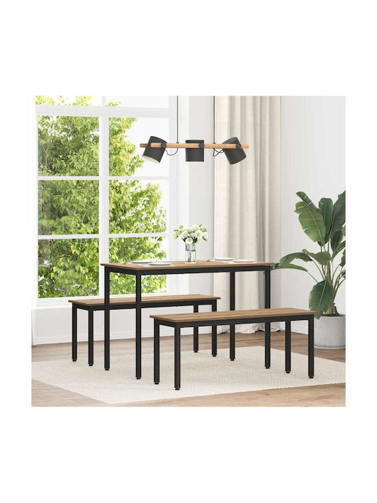 Table Dining Room Wooden with Metal Frame Brown 110x55x75cm