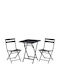 Dining Set for Small Outdoor Spaces 3 Pieces Black