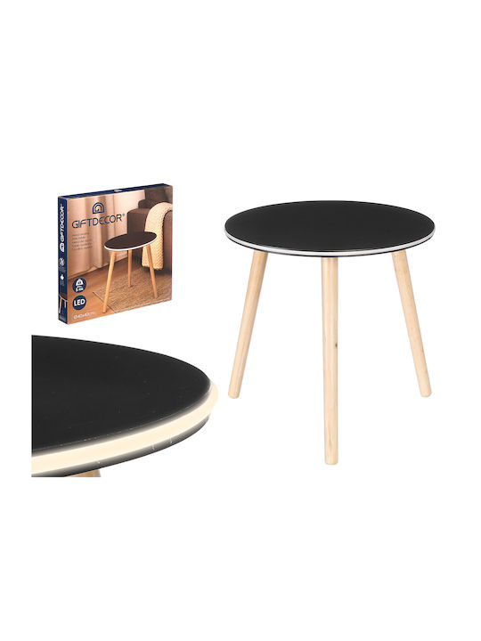 Round Side Wooden Coffee Table Black/Beige W40xL40xH40cm