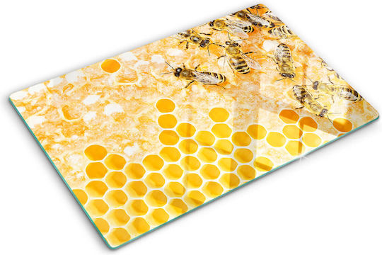 Glass Multipurpose Kitchen Chopping Board Worker Bees 80x52 Cm