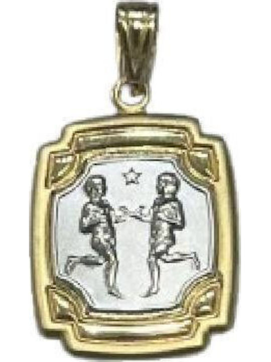 Charm Ζώδιο Δίδυμος από Λευκόχρυσο 14Κ