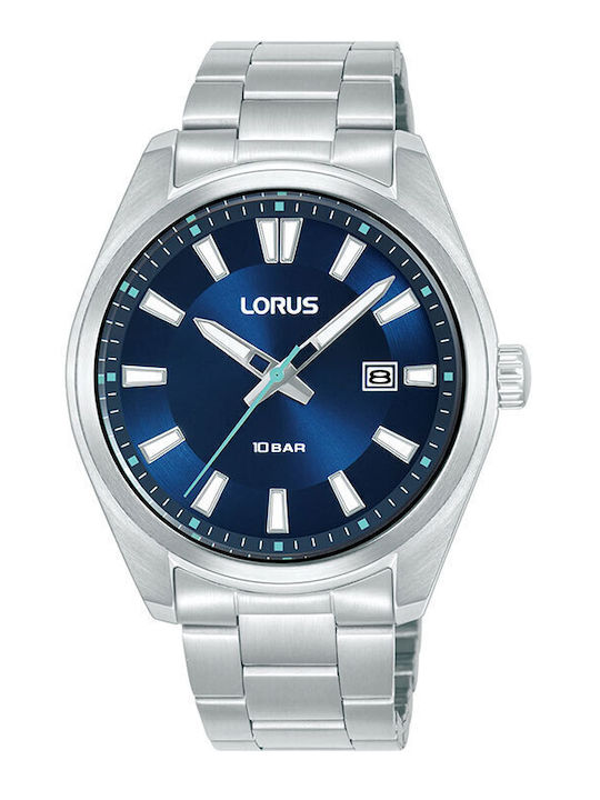 Lorus Ανδρικό Ρολόι 40mm Μπαταρίας με Ασημί Μεταλλικό Μπρασελέ