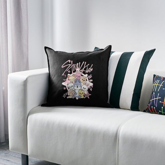 Stray Kids Pink Kinder Wurfkissen Couch Schwarz 100% Baumwolle Inklusive Füllung 50x50cm