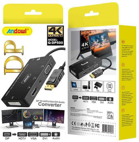 Andowl Μετατροπέας Displayport Hdmi Vga Dvi Ήχο 4k Dp To Hdmi Vga Dvi Audio Converter 4k