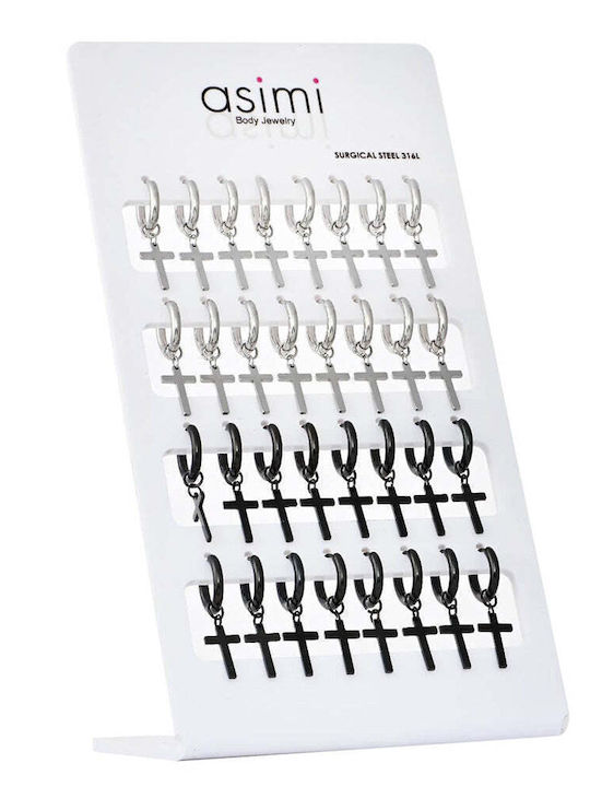Asimi Body Piercing Μονό Σκουλαρίκι Κρίκος από Ατσάλι με Πέτρες