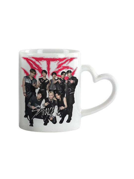Stray Kids K-pop Band Mug Heart Handle White Ce...