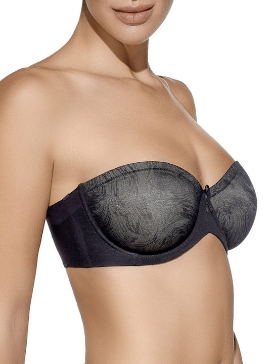 Μαύρο Strapless Σουτιέν χωρίς Ενίσχυση με Μπανέλες