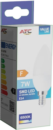 ATC LED Bulb 7W 100mm For E14 Socket And C37 Shape Cool White