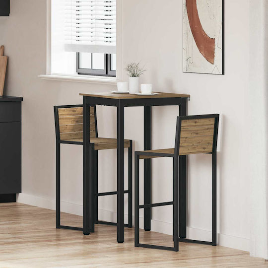 Bar-Tisch Aus Holz Mit Metallrahmen Braune 60x60x105cm