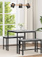 Table Dining Room Wooden with Metal Frame Gray 80x80x75cm