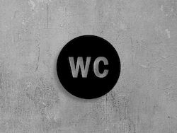 Wc – Στρογγύλη Πινακίδα Σήμανσης Μεταλλο-μαυρο-χρωμα