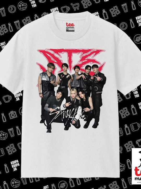 Stray Kids K-pop Band Κλασικό T-shirt Διπλής Ραφής Χωρίς Πλευρικές Ραφές Λευκο 100% Βαμβάκι Vegan & Oeko-tex Πιστοποιημένο