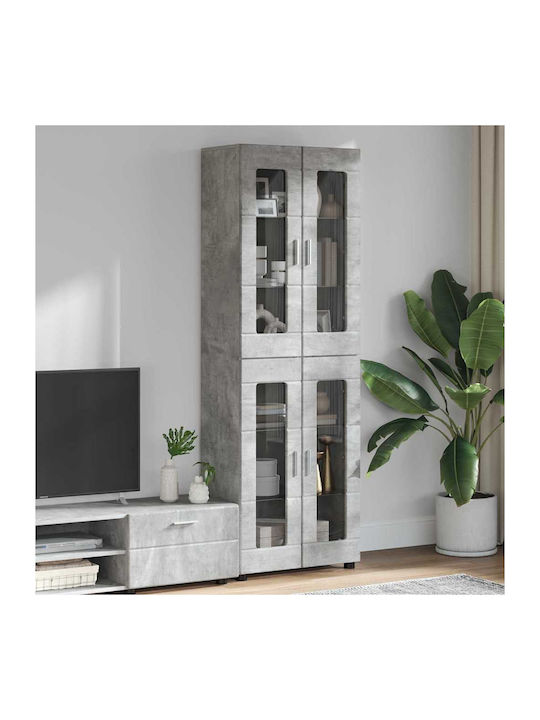 vidaXL Wohnzimmer Vitrine aus Spanplatte mit Verglasung Grau 60x35x182cm