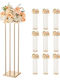 Wedding Flower Base Vevor 10 Pieces Flower Base Column 80cm Flower Bases Metal Laminate Cylindrical Cubic Flower Display Base Wedding Party Birthday Home Gold Central Decoration Bases