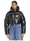 Essentials Glossy 2in1 Women's Crop Puffer Jacket for Winter Black