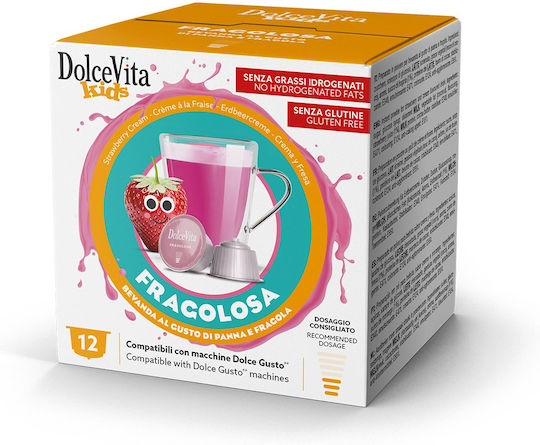 Dolce Gusto Compatible Capsules Dolce Vita Fragolosa Strawberry Milk 12 Pieces