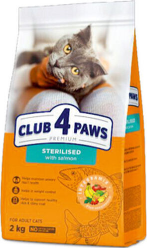 Club 4 Paws Ξηρά Τροφή για Στειρωμένες Γάτες με Σολομό 2kg