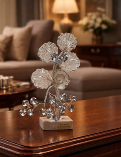 Decorative Crystal Flower Bonsai De Cristal Silver Marble Base 9x7x18cm Galifas 9126330 Galifas