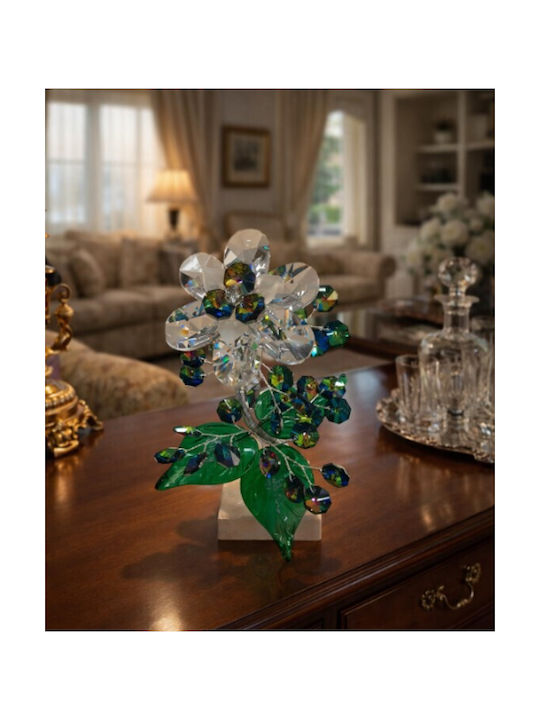 Διακοσμητικό Κρυστάλλινο Λουλούδι Bonsai De Cristal Πράσινο Μαρμάρινη Βάση 10x8x18cm Galifas 9126120 Galifas