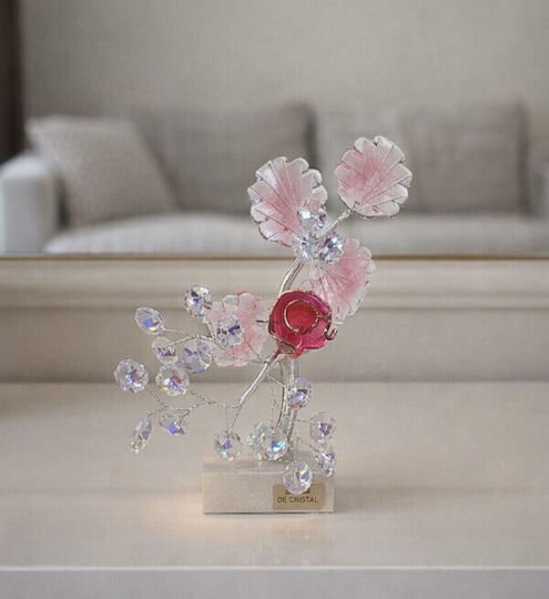 Decorative Crystal Flower Bonsai De Cristal Pink Marble Base 9x7x18cm Galifas 9126331 Galifas